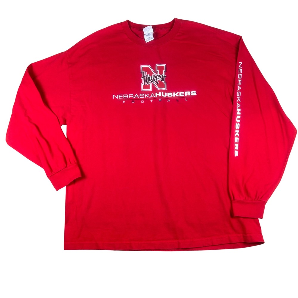 Nebraska Huskers Football Long Sleeve Shirt Mens 2XL Red AAA Graphic Tee